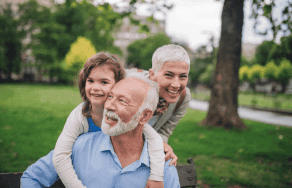 grandparents playing with grandchildren