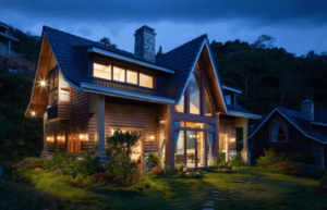 front of home at night